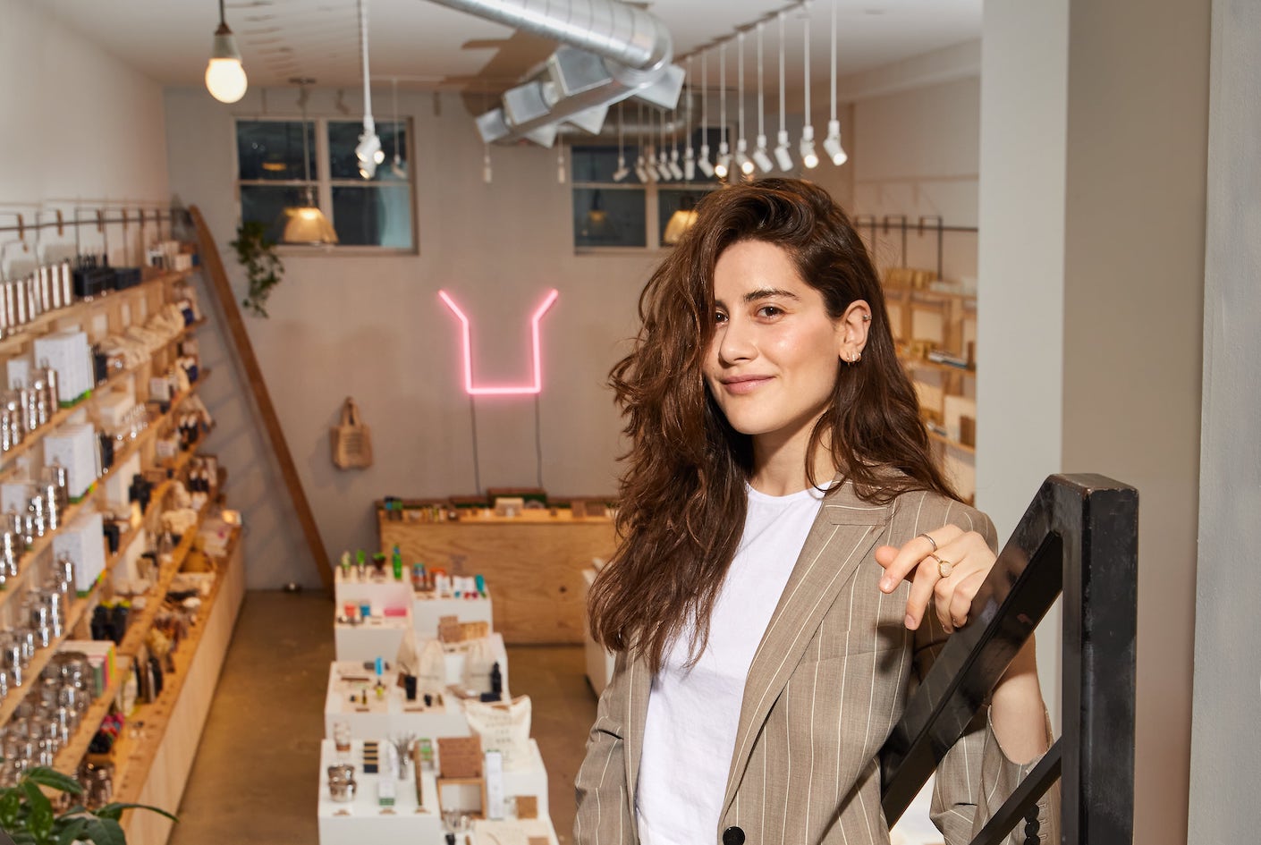 Lauren in Package Free shop's Williamsburg location
